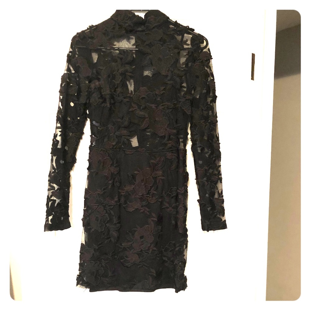 Missgiuided Black long sleeve lace dress